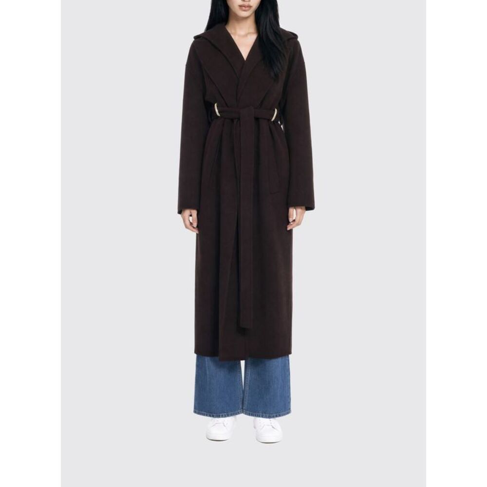 Sportmax Women Hooded Long Robe Coat Sportmax In Pure Virgin Wool With Tie Belt